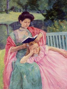 Auguste-Reading-to-Her-Daughter-1910-Mary-Cassatt-Oil-Painting- ماری کاسات